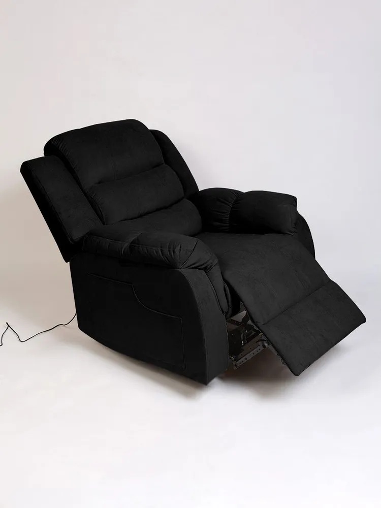 Кресло реклайнер велюр электрический  Masscomplekt цвет черный